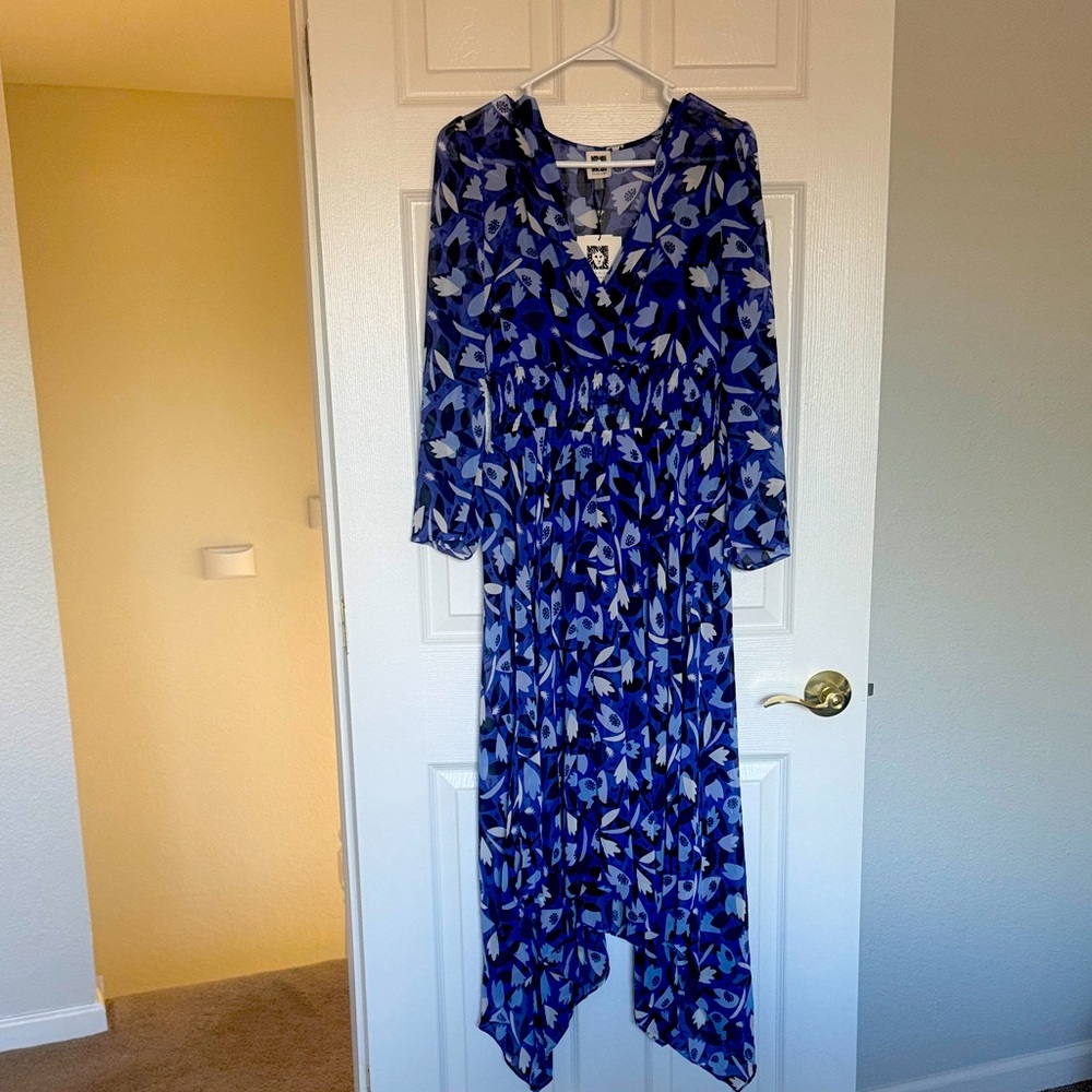 Anne Klein Blue and Black High Low Dress
